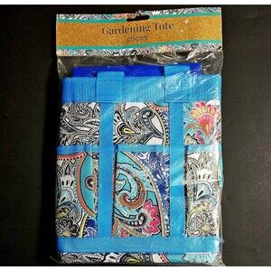 Chico's New Gardening Tote Carryall Paisley Multi Pocket Blue Foldable VTG NWT